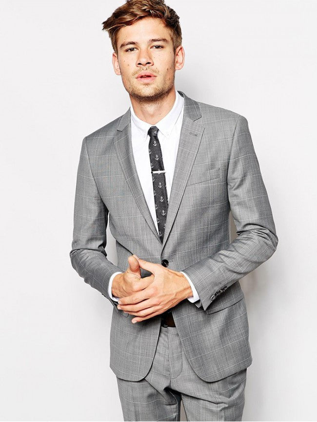 Skinny Fit Suit Jacket in Grey